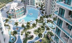 Off plan 1+1 apartments + communal swimming pools + aqua park  + restaurant + walking distance to the sea + 4 years interest free payment plan