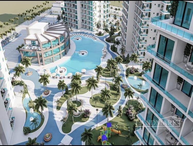 Off plan 1+1 apartments + communal swimming pools + aqua park  + restaurant + walking distance to the sea + 4 years interest free payment plan