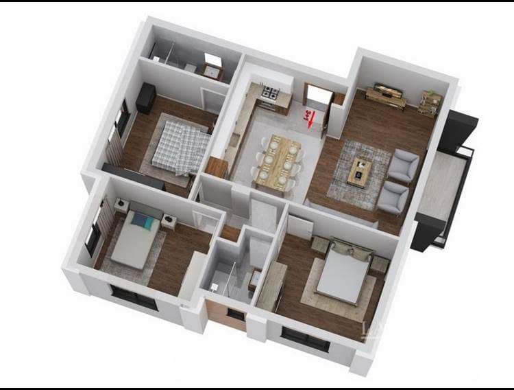 Квартиры с 3 спальнями + рядом с удобствами + план оплаты