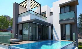 3 yatak odalı satış plan dışı modern villa + yüzme havuzu + klimalar + merkezi ısıtma altyapısı