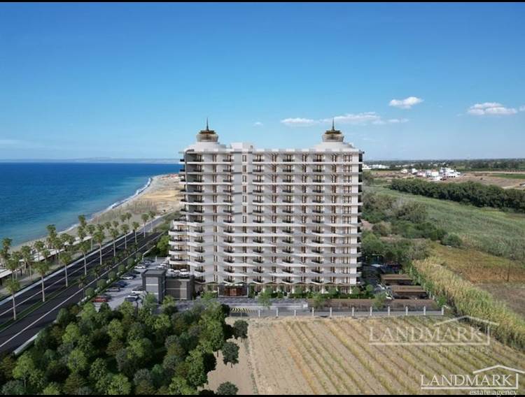 Lägenheter med 1 sovrum i en exklusiv bostad vid stranden + sandstrand + inomhus- och utomhuspooler + Avbetalningsplan + Turkiska lagfarter