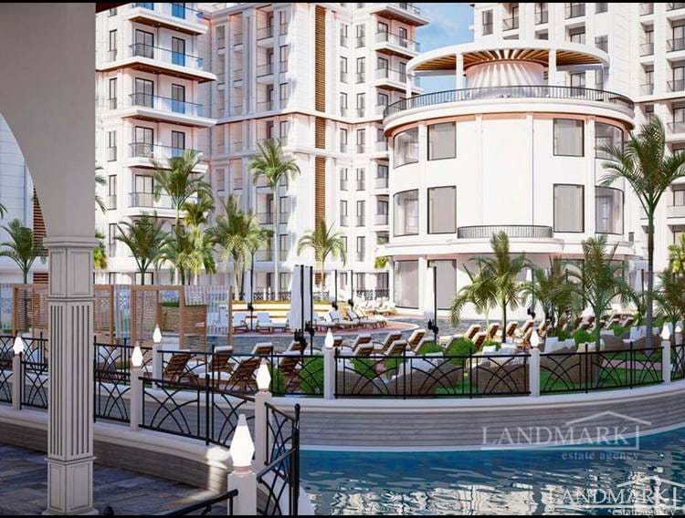 Luxury and modern studio apartments + communal swimming pools + indoor swimming pool + gondola canal + SPA + massage rooms + gym + basketball court + aquapark + 5 restaurants + roof bar + shopping mall + amphitheater +  payment plan